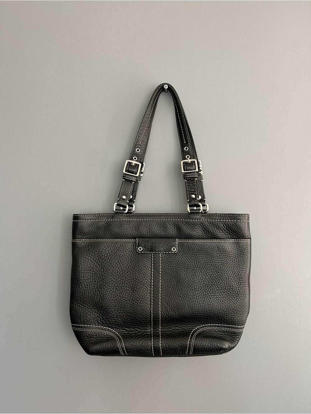 Coach Black Pebbled Leather Shoulder Tote